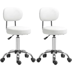 HOMCOM Arbeitshocker Mit Rollen Weiß