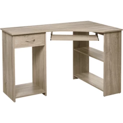 HOMCOM Computertisch In L-Form Natur