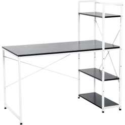 HOMCOM Computertisch Mit Ablagefächer Weiß, Schwarz