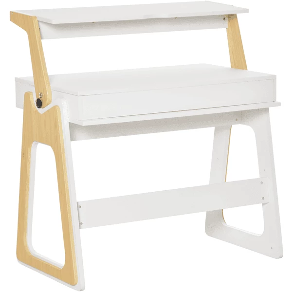 HOMCOM Computertisch Mit Verstellbarem Regal Weiß