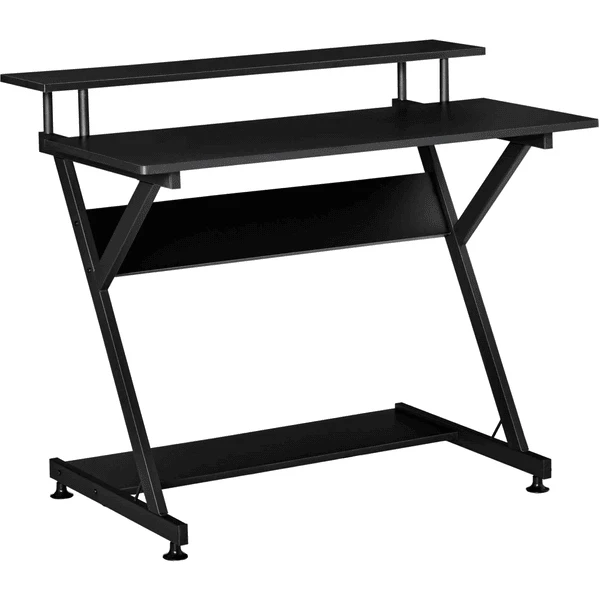 HOMCOM Schreibtisch Mit Monitorablage Schwarz