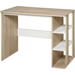 HOMCOM Schreibtisch Mit Seitenregal Natur, Weiß