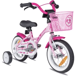 PROMETHEUS BICYCLES® PINK HAWK Kinderfahrrad 12'' Ab 3 Jahre Mit Stützräder In Rosa & Weiß
