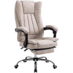 Vinsetto Bürosessel Mit Wippfunktion, Ergonomisch, Kunstleder Schwarz/Beige