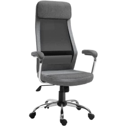 Vinsetto Bürostuhl Ergonomisch Und Mit Hoher Rückenlehne Hellgrau, Schwarz