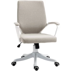 Vinsetto Bürostuhl Ergonomisches Liniendesign, Weiche Polsterung Beige/weiß