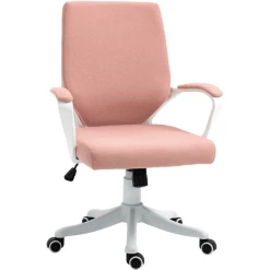 Vinsetto Bürostuhl Ergonomisches Liniendesign, Weiche Polsterung Rosa/weiß