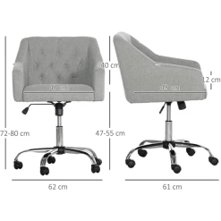 Vinsetto Bürostuhl Mit Armlehne Hellgrau