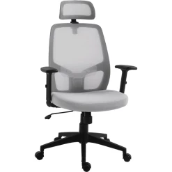 Vinsetto Bürostuhl Mit Kopflehne Und Lendenunterstützung Grau